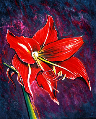 Blumengemlde vom Kunstmaler Hugo Reinhart >>Amaryllis<<